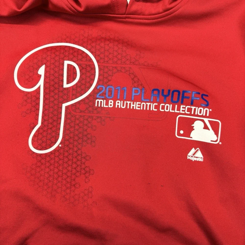 Philadelphia Phillies Majestic Hoodie Medium MLB Authentic Therma‎ Base Fleece